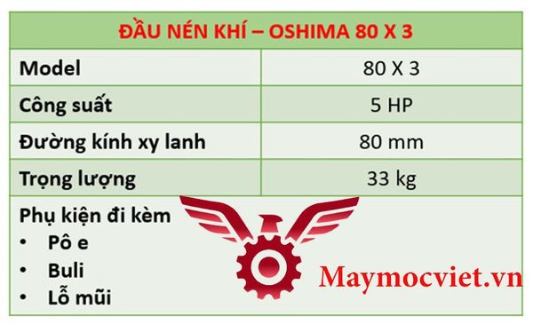Đầu nén khí Oshima 80x3