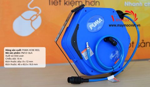 Cuộn dây hơi tự rút Puma PM12-16LA vỏ nhựa (16 mét)