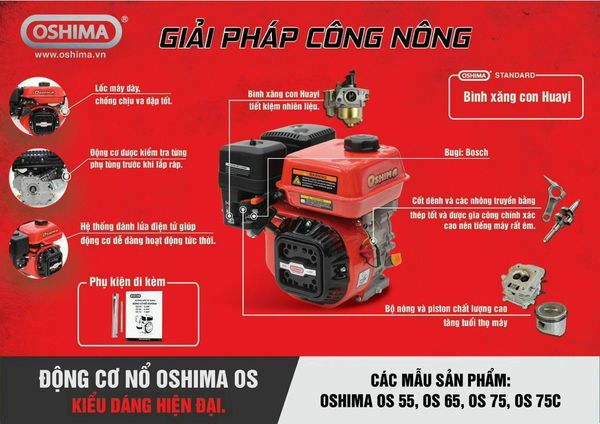 Máy nổ Oshima OS75 7.5HP tốc chậm