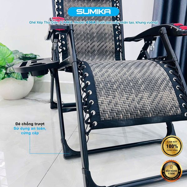 Ghế xếp thư giãn SUMIKA 636A, lưới vân mây đan thoáng mát