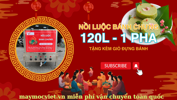 Nồi luộc bánh chưng vuông  120 lít điện 1 pha kèm giỏ đựng VMC120