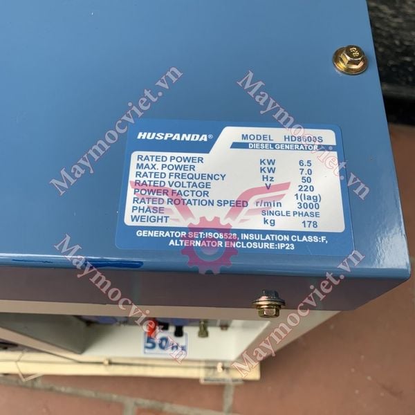 Máy phát điện chạy dầu 7kW Huspanda HD 8600S chống ồn