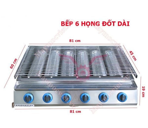 Lò nướng 6 họng đốt dùng gas VM GD06 ( họng dài )