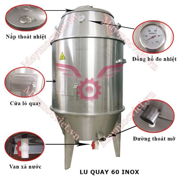 Lu nướng vịt phi 60, lò quay vịt inox 60cm LU60