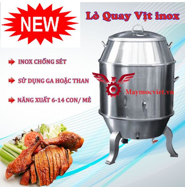 Lu quay vịt gà bằng than dạng chân cong phi 90 cm ( inox 304 )