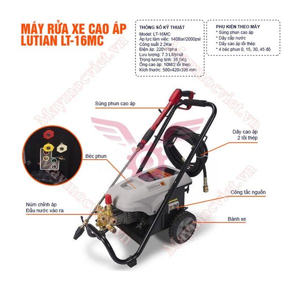 Máy rửa xe Lutian LT-16MD công suất 1.8kw