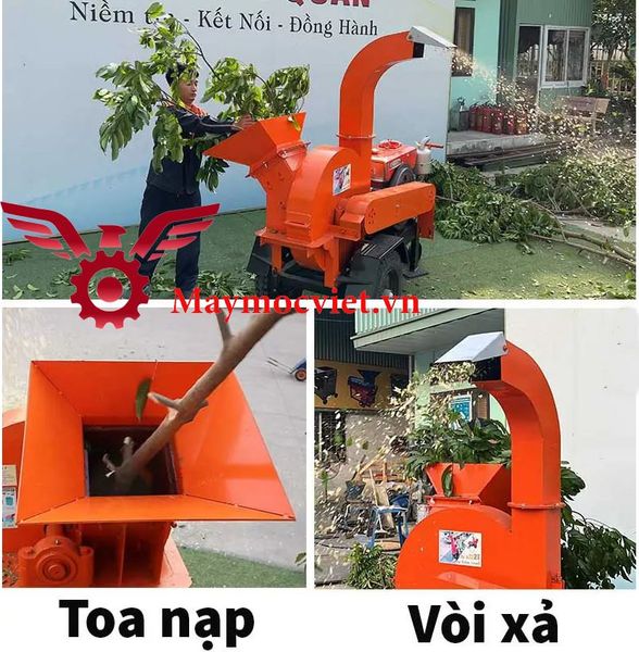 Máy băm cành cây di động đề điện 35hp Vinmax BCD35
