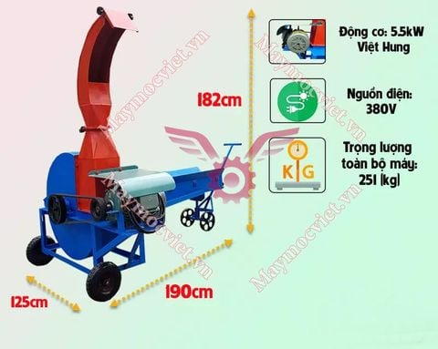 Máy băm chuối, cỏ công nghiệp băng tải VM BT55