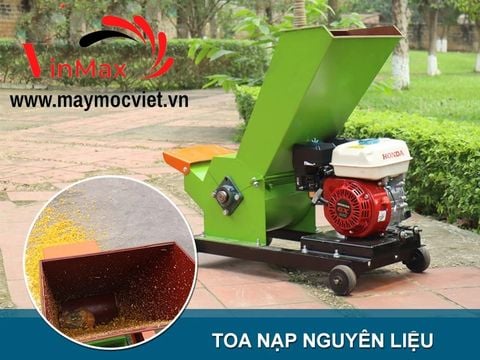 Máy băm cỏ voi, thân ngô, mía gắn động cơ xăng 6.5hp Turbo TBB650