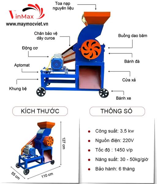 Máy băm xơ dừa Vinmax VMB400