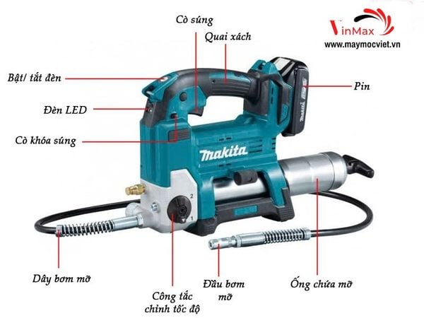 Máy bơm mỡ dùng pin Makita DGP180Z