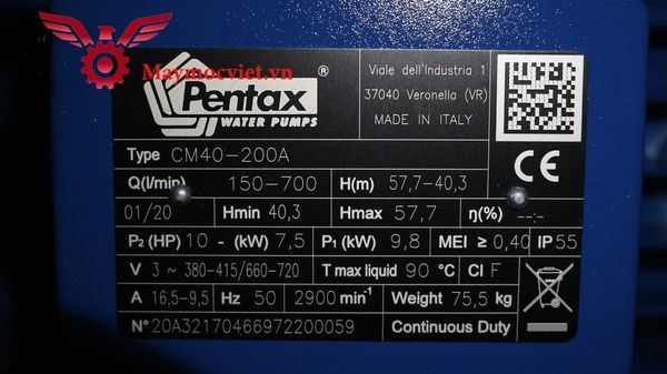 Máy bơm công nghiệp Pentax CM 40-200A