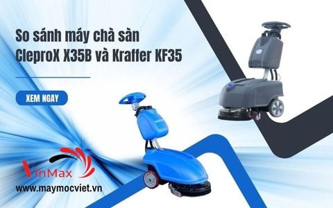 Máy chà sàn liên hợp đẩy tay dùng bình ắc quy Kraffer KF35