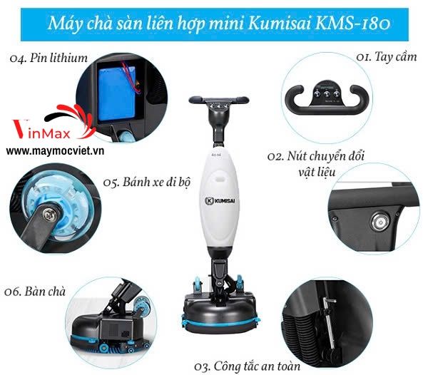 Máy Chà Sàn Liên Hợp Kumisai KMS-180 Ắc Quy