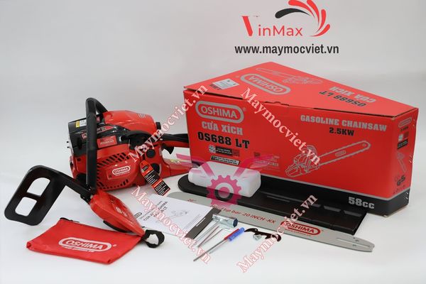 Cưa xích Oshima OS688 LT 58cc Đỏ-đen 2 thì