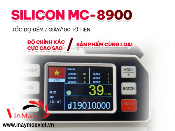Máy Đếm Tiền Thông Minh Phát Hiện Tiền Siêu Giả Silicon MC-8900
