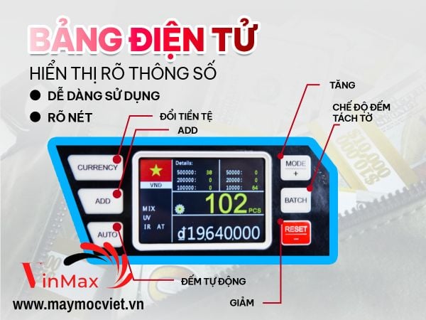Máy Đếm Tiền Thông Minh Phát Hiện Tiền Siêu Giả Silicon MC-8900