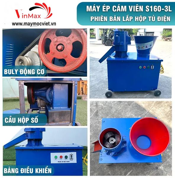 Máy ép cám viên Vinmax S160-3L hộp tủ điện