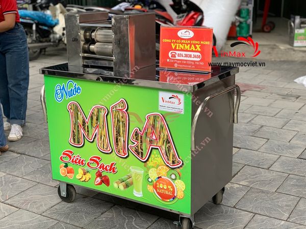 Xe ép nước mía 3 lô inox 2 cây bàn dài Vinmax VME900