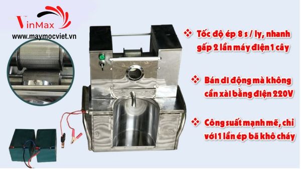 Máy ép mía mini chạy acquy Vinmax FA3