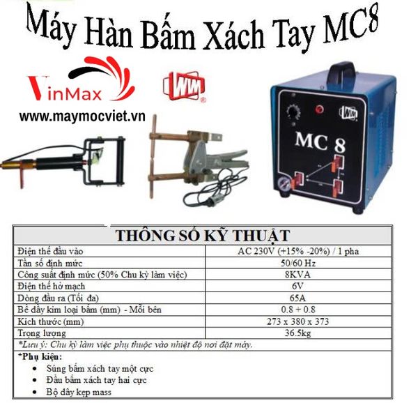 Máy hàn bấm xách tay Wim MC8 (8KVA)