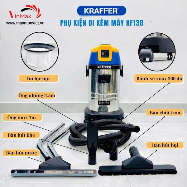 Máy hút bụi công nghiệp KRAFFER KF130 (inox)