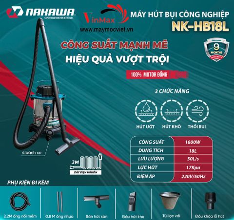 Máy hút bụi công nghiệp NAKAWA NK-HB18L
