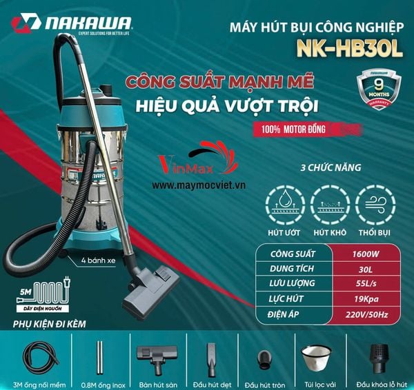 Máy hút bụi công nghiệp NAKAWA NK-HB30L