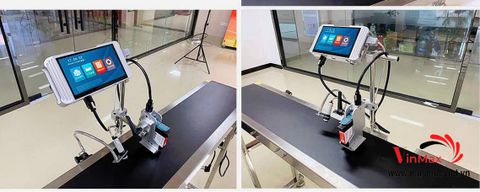 Máy in phun date tự động Turbo S10 có băng tải