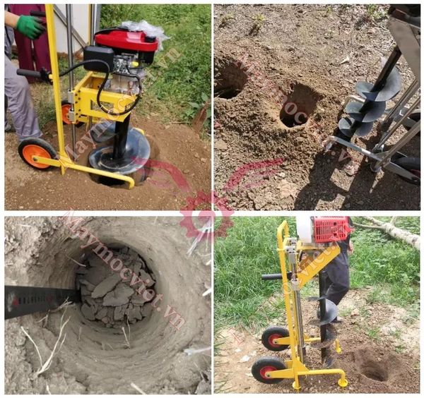 Máy khoan đất Kawasaki 7HP-KD có khung giá đỡ