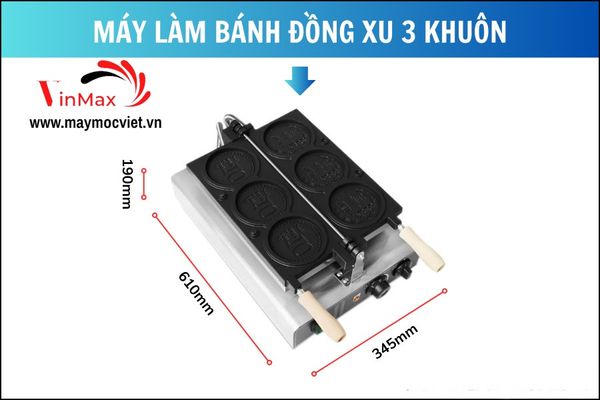 Máy làm bánh đồng xu 3 khuôn Vinmax VMB306