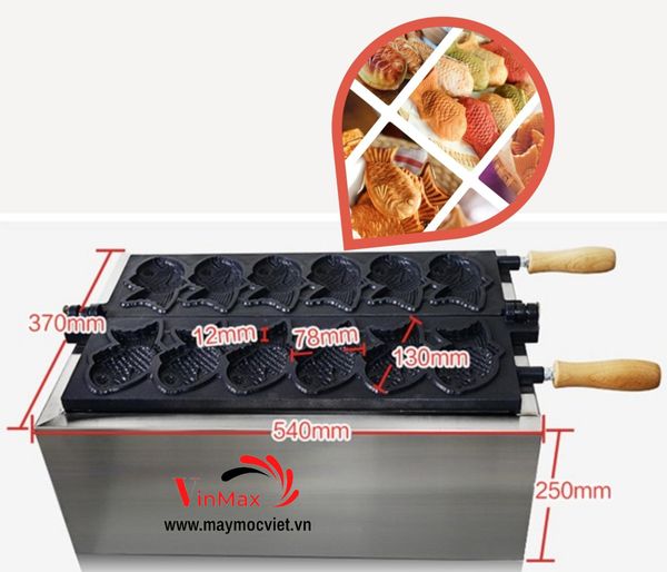 Máy làm bánh cá hotdog 6 con cỡ lớn dùng điện Vinmax VMC3000