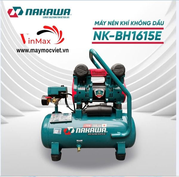 Máy Nén Khí Không Dầu Tốc Nhanh Siêu Êm 1200W 15L Nakawa NK-BH1615E