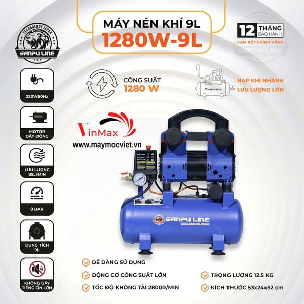 Máy nén khí không dầu Sanpu LINE 9L