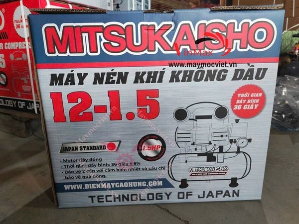 Máy Nén Khí Không Dầu Mitsukaisho 1.5HP 12L