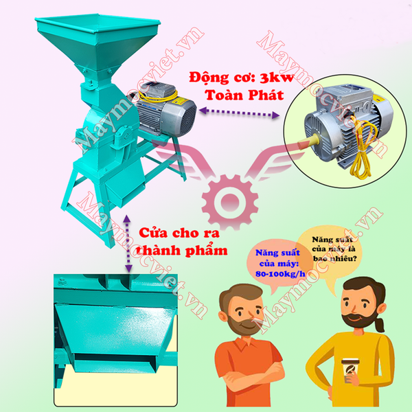 Máy nghiền cám, bột thảo dược 18 búa đập NVM18