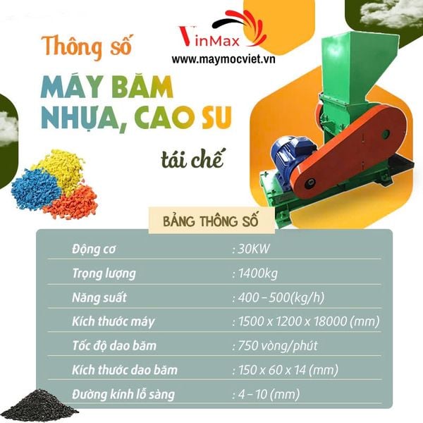 Máy băm hạt nhựa công suất 30kW Turbo TBN300