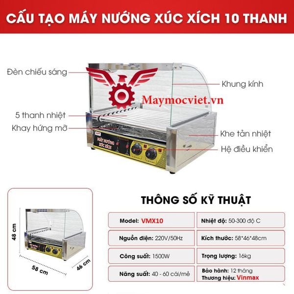 Máy nướng xúc xích 10 thanh VMX10