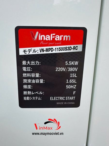 Máy phát điện chạy dầu 5.5kW Vinafarm VN-MPD-11500S3D-RC