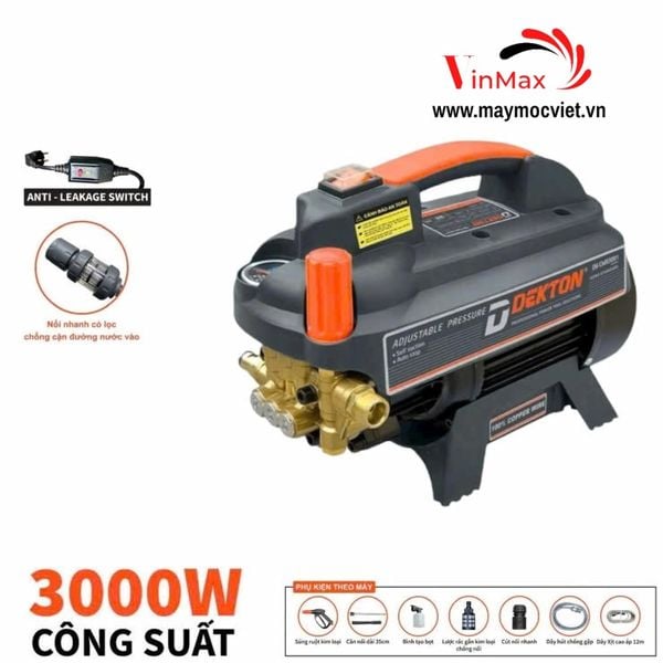 Máy rửa xe Dekton 3000W DK-CWR3001 cam xám chống giật