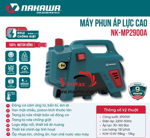 Máy Rửa Xe 2900W Nakawa NK-MP2900A Có Chỉnh Áp