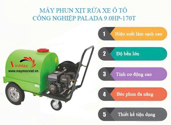Máy phun rửa xe ô tô công nghiệp Palada 9.0HP-170T