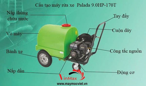 Máy phun rửa xe ô tô công nghiệp Palada 9.0HP-170T
