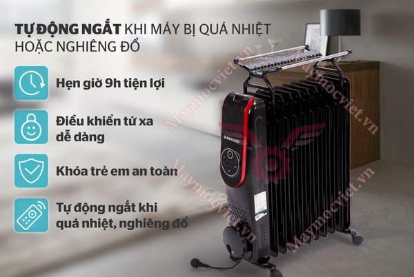 MÁY SƯỞI DẦU SUNHOUSE 13 THANH SHD7085 ĐEN (CÓ GIÁ PHƠI)