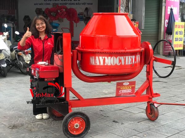 Máy trộn bê tông quả lê 350 lít đầu nổ dầu D8 VMTD350