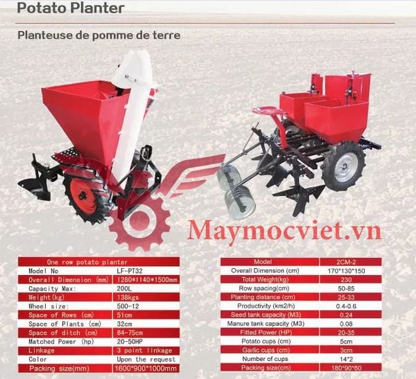 Máy trồng khoai tây gắn máy cày VMK30