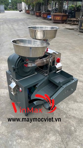 Máy xát gạo mini phễu inox sàng rung 3 cấp Hoàng Anh 5555