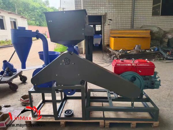 Máy Xay Xát Gạo Liên Hoàn Kèm Gầu Tải Turbo TBX800 Đầu Nổ D24 Gió Đề