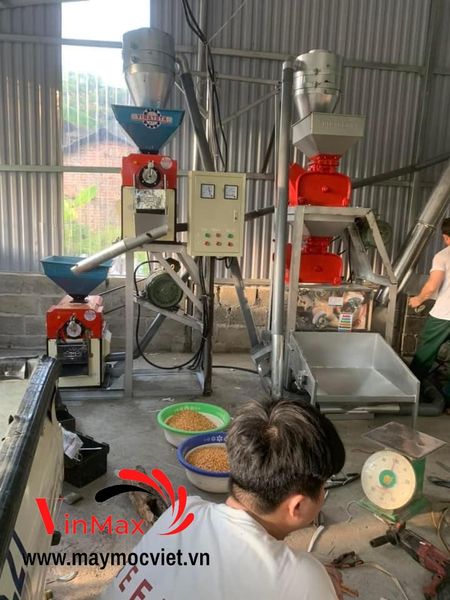 Bộ máy xay xát gạo tự hút liên hoàn Vinmax VMX800 ( Tự động tải lúa gạo )