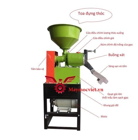 Máy xát gạo mini và nghiền ngô vỡ mảnh VINMAX 6N40